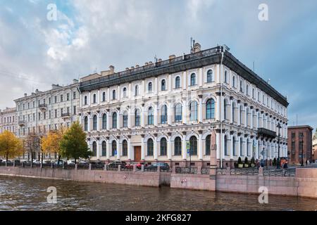 Gebäude des Allrussischen Instituts für Pflanzenindustrie, benannt nach N.I. Vavilov am Ufer des Flusses Fontanka, erbaut 1844-1853, Wahrzeichen Stockfoto