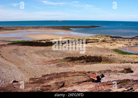 Traeth Lligwy Strand an der Ostküste in der Nähe von Dulas auf der Isle of Anglesey, North Wales, Großbritannien, Sommer Stockfoto