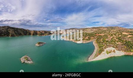 Evretou Staudamm Panorama, Paphos, Zypern Stockfoto