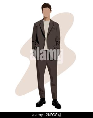 Stilvolle männliche Geschäftsmann in einem Business-Anzug auf einem interessanten Hintergrund Cartoon männliche Charaktere. Herren in Mode. Vektor mit flachem Stil Stock Vektor