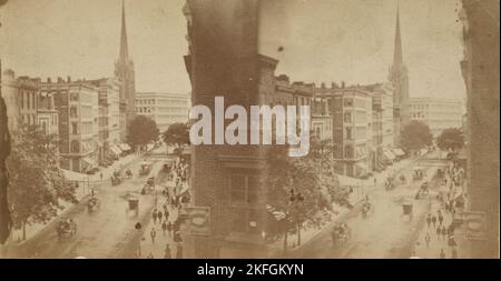 New York City Straßenszene, von oben., c1850-1930. Stockfoto