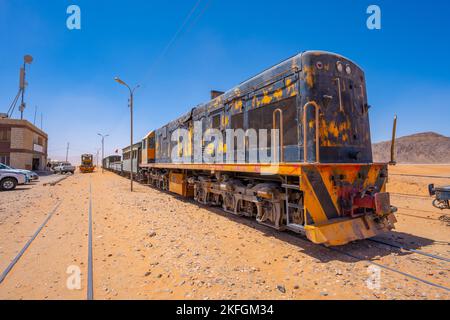 Hejaz Railway Train am Wadi Rum Bahnhof in Wadi Rum Jordan Stockfoto