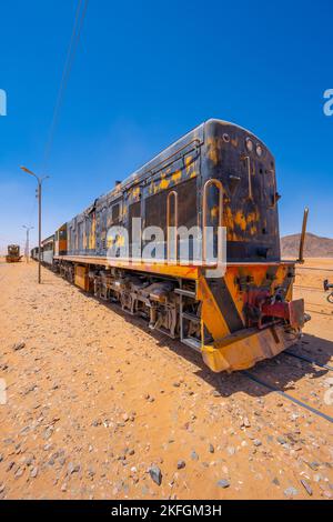 Hejaz Railway Train am Wadi Rum Bahnhof in Wadi Rum Jordan Stockfoto