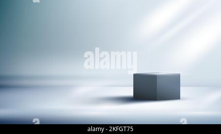 3D realistischer Podium leerer Studioraum Hintergrund mit Beleuchtung für Produktdisplay. Vektorgrafik Stock Vektor