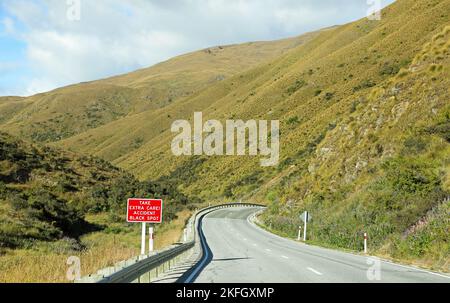 Gefährliche Straße - Neuseeland Stockfoto