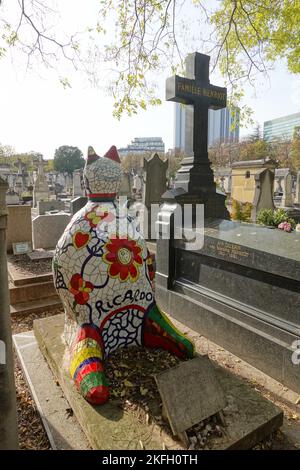 Cimetiere (Friedhof) Montparnasse, Niki de Saint Phalle, Ricardo Menon Grab // Cimetiere (Friedhof) Montparnasse, Niki de Saint Phalle, Ricardo Menon Stockfoto