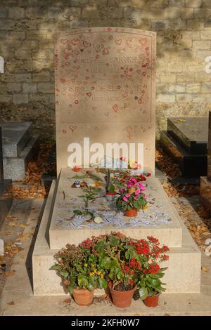 Cimetiere (Friedhof) Montparnasse, Grab Jean-Paul Sartre und Simone de Beauvoir // Cimetiere (Friedhof) Montparnasse, Grab Jean-Paul Sartre und Simon Stockfoto