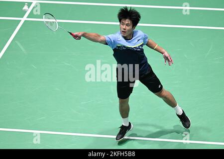 Sydney, Australien. 18.. November 2022. Nathan tang aus Australien beim 2022 SATHIO GROUP Australian Badminton Open Männer Einzel-Viertelfinale gegen Ng Tze Yong aus Malaysia gesehen. Tang verlor das Spiel 9-21, 7-21. Kredit: SOPA Images Limited/Alamy Live Nachrichten Stockfoto