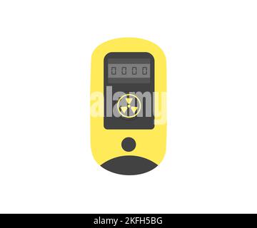 Logo des Gamma-Strahlungsdosimeters. Messung ionisierender Strahlung. Untersuchung des Geländes mit Hilfe von speziellen Messgeräten. Stock Vektor