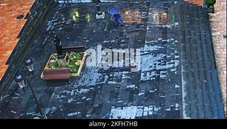 Luftaufnahme des Platzes Juan XXIII in Oviedo, Fürstentum Asturien, Spanien, Europa Stockfoto