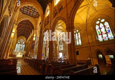 Das Haupt- und das Ostschiff in der St. Mary's Cathedral - Sydney, Australien Stockfoto