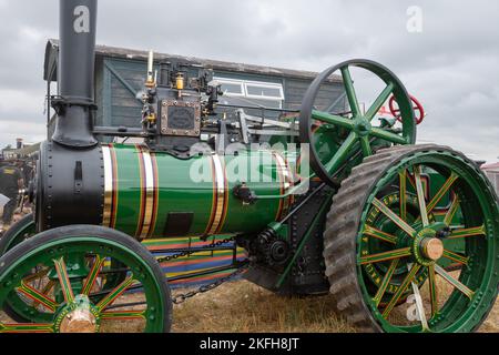 Tarrant Hinton.Dorset.Vereinigtes Königreich.August 25. 2022.Ein restaurierter Wallis und Steevens Zugmotor ist auf der Great Dorset Steam Fair zu sehen Stockfoto