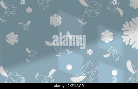 Ein nahtloses Blumenmuster auf blauem Hintergrund Stock Vektor