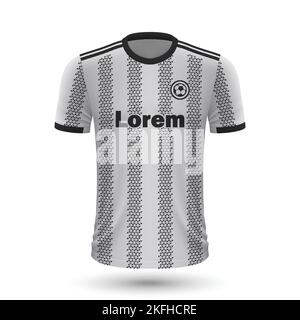 Realistisches Fußballtrikot Juventus, Trikotvorlage für Fußballtrikot 2022 Stock Vektor