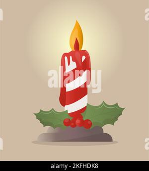 Weihnachtskarte mit Kerzen und Mistel, symbolisiert den Advent Stockfoto