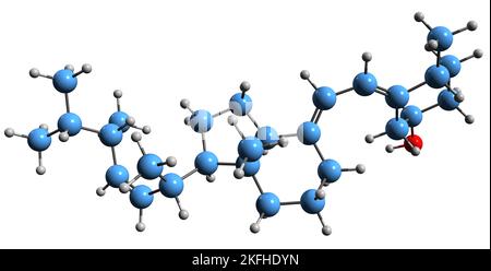 3D Abbildung der Skelettformel von Dihydrotachysterol - molekularchemische Struktur des synthetischen Vitamin D analog isoliert auf weißem Hintergrund Stockfoto