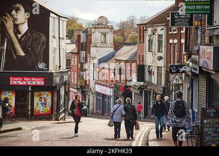 Stadtzentrum von MacClesfield Ian Curtis Mural Stockfoto