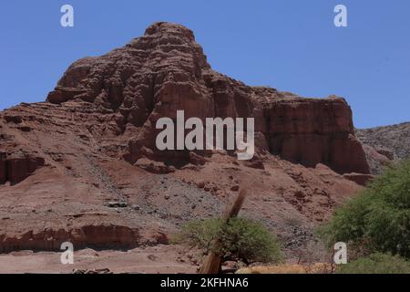 Blick auf die Berge auf der Route 40, zwischen Cachi und Cafayate, im Norden Argentiniens Stockfoto