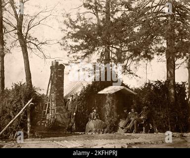 Szene amerikanischer Offiziere mit einer Frau und Soldaten - Foto von Gardner im Jahr 1863 Stockfoto