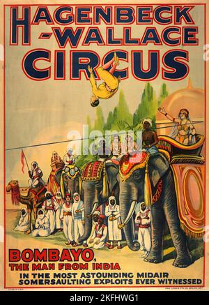 Zirkusposter Hagenbeck-Wallace, c1907 - 1929. [Herausgeber: Erie Litho.; Ort: Erie [Penn.]] Stockfoto