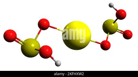 3D Bild der Skelettformel von Calcium Bisulfit - molekulare chemische Struktur von Calciumhydrogensulfit isoliert auf weißem Hintergrund Stockfoto