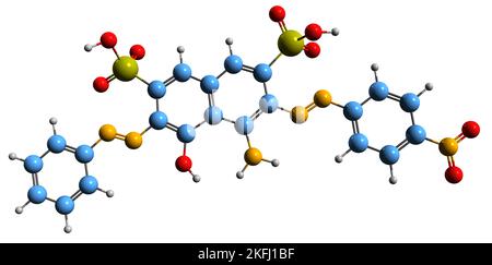 3D Aufnahme von Amido Black 10B Skelettformel - molekularchemische Struktur von Naphthol blue black isoliert auf weißem Hintergrund Stockfoto