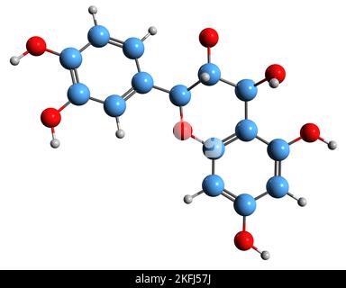 3D Bild der Skelettformel von Leucocyanidin - molekulare chemische Struktur von Leucoanthocyanidol auf weißem Hintergrund isoliert Stockfoto