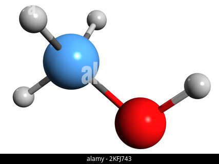 3D Bild der Methanol-Skelettformel - molekularchemische Struktur von Holzalkohol isoliert auf weißem Hintergrund Stockfoto