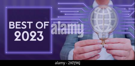 Handschriftlicher Text Best of 2023. Konzeptfoto großartige und wunderbare Dinge und Ereignisse geschahen auf 2023 Stockfoto