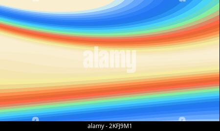 Abstrakt gestreifter Hintergrund mit oranger und blauer Linie. Farbenfrohes Rastergrafik-Muster Stockfoto