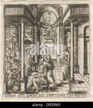 Maria und Joseph finden den Jungen Jesus im Tempel mit den Doktoren, wahrscheinlich c. 1576/1580. Stockfoto