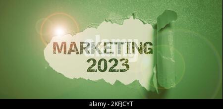 Textüberschrift zur Präsentation von Marketing 2023. Geschäftskonzept kommerzielle Trends für die Neujahrsaktion 2023 Stockfoto