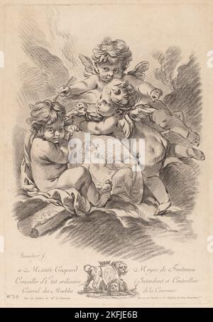Allegorie der Malerei mit drei Cherubim (99). Stockfoto