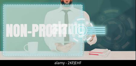 Konzeptionelle Anzeige - gemeinnützige Organisation. Business-Showcase, das Produkte oder Dienstleistungen anbietet, ohne sich dafür zu amortisieren Stockfoto