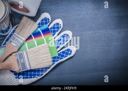 Farbbürsten können pantone Fan Schutzhandschuhe Haushaltsband. Stockfoto
