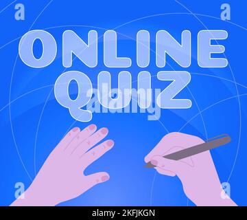 Handschrifttext Online-Quiz. Ein Business Showcase Game oder ein Mind Sport, die im Internet veröffentlicht werden Stockfoto