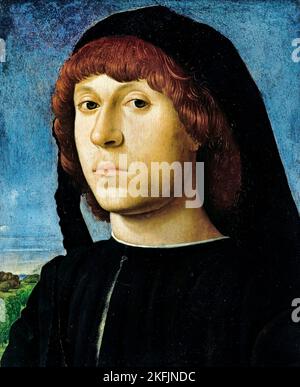 Antonello da Messina; Porträt eines jungen Mannes; 1478; Öl auf Tafel; Gemaldegalerie Alte Meister, Dresden, Deutschland. Stockfoto