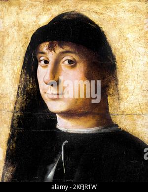 Antonello da Messina; Porträt eines jungen Gentleman; um 1470-1474; Öl auf Tafel; Philadelphia Museum of Art, USA. Stockfoto