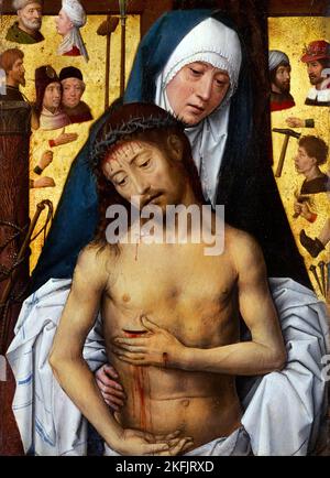 Hans Memling; der Mann der Schmerzen in den Armen der Jungfrau; um 1475-1479; Öl auf Tafel; Nationalgalerie von Victoria, Australien. Stockfoto