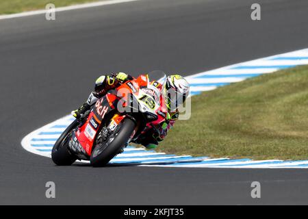 Phillip Island, Australien, 18. November 2022. Alvaro BAUTISTA aus Spanien auf der Aruba.it Racing - Ducati Ducati Panigale V4R während der 2022 FIM World Superbike Championship auf dem Phillip Island Circuit am 18. November 2022 in Phillip Island, Australien. Kredit: Dave Hewison/Alamy Live Nachrichten Stockfoto