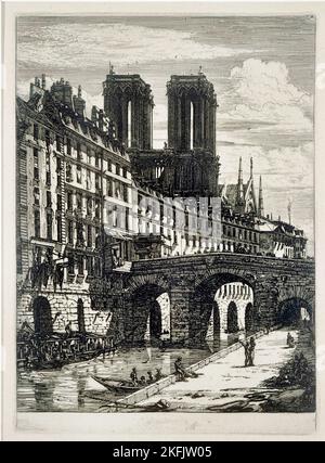 Charles Meryon; Le Petit Pont; 1852; Radierung auf Papier; The Phillips Collection, Washington, D.C., USA. Stockfoto