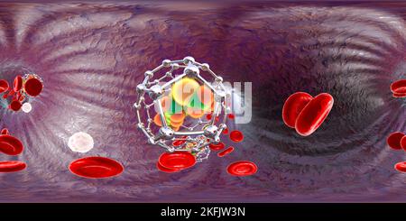 Fulleren Nanopartikel im Blut, Illustration Stockfoto