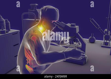 Erkrankungen des Bewegungsapparates bei Laborarbeitern, Illustration Stockfoto