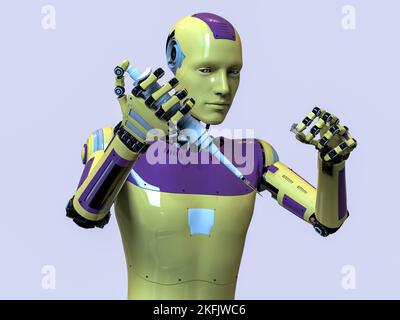 Humanoider Roboter, der im Labor arbeitet, konzeptuelle Illustration Stockfoto