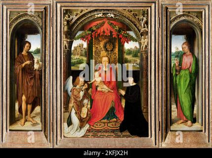 Hans Memling; kleines Triptychon des Hl. Johannes des Täufers; um 1485-1490; Öl auf Tafel; Kunsthistorisches Museum, Wien, Österreich. Stockfoto