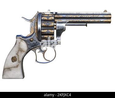 3D Illustration eines Revolvers aus dem Alten Westen Stockfoto