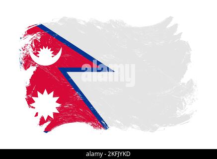 Nepal-Flagge auf bekümmerte Grunge weißen Strich Pinsel Hintergrund Stockfoto