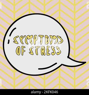 Text mit inspirierenden Symptomen von Stress. Konzeptfoto dient als Symptom oder Zeichen, insbesondere für etwas unerwünschtes Stockfoto