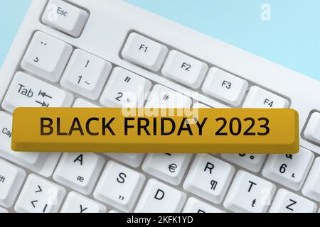 Schreiben mit Text Black Friday 2023. Geschäftstag nach Thanksgiving Discounts Shopping Day Stockfoto