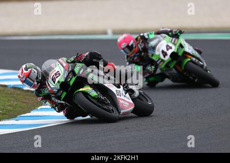 Victoria, Australien. 19.. November 2022. Jonathan Rea (GBR)Rennen für die Kawasaki Racing Team WorldSBK auf der Kawasaki ZX-10RR während der australischen Grand Ridge-Runde 2022 der MOTUL FIM Superbike-Weltmeisterschaft 2022 auf Phillip Island, Australien am 19 2022. November - Bildquelle: brett keating/Alamy Live News Stockfoto